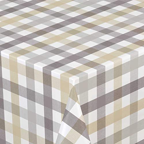 Wachstuch Wachstischdecke Tischdecke Gartentischdecke Pastell Karo Beige Breite & Länge wählbar 130 x 190 cm Eckig abwaschbar von DecoHomeTextil Heimtextilmanufaktur