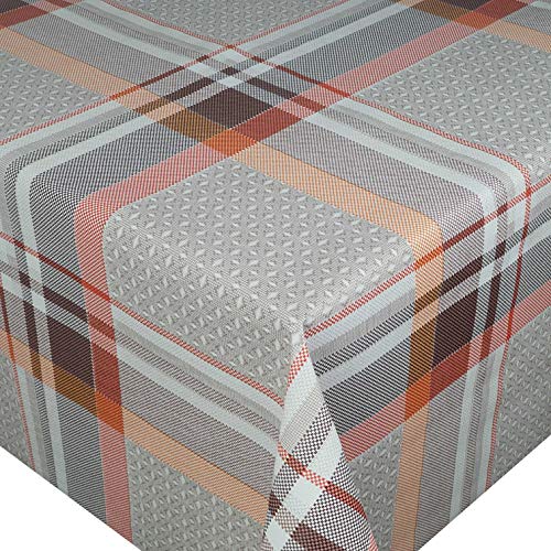 Wachstuch Wachstischdecke Tischdecke Robust Kariert Orange Beige Breite & Länge wählbar 80 x 120 cm Eckig abwaschbar von DecoHomeTextil Heimtextilmanufaktur