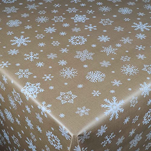 Wachstuch Wachstischdecke Tischdecke Weihnachtstischdecke Größe wählbar Weihnachten Schneeflocken Gold Eckig 100 x 120 cm abwaschbar von DecoHomeTextil Heimtextilmanufaktur