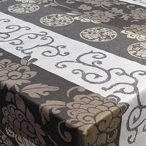 Flair Emotion 100% Baumwolle Jacquard Meterware Tischdecke Stoff Stofftischdecke Schwarz Breite & Länge wählbar 140 x 370 cm Eckig wasserabweisend abwaschbar von DecoHomeTextil