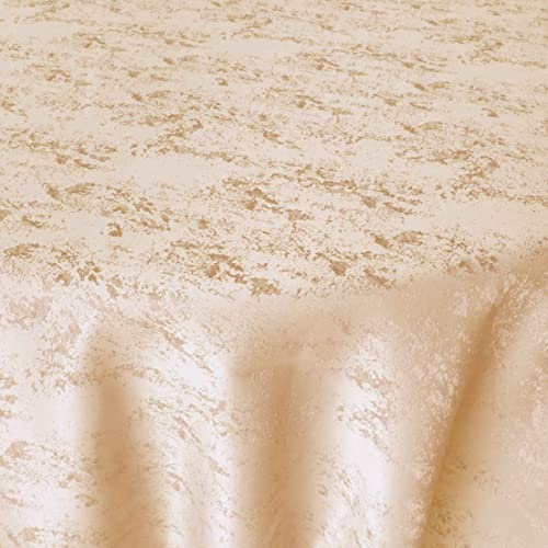 Jacquard Tischdecke Granit Tischdecke Rund Champagner 160 cm Meliert mit Lotus Effekt Größe & Farbe wählbar von DecoHomeTextil