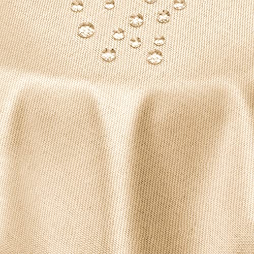 Leinen Optik Tischdecke Tischtuch Tafeldecke Leinendecke Abwaschbar Wasserabweisend Oval 135 x 180 cm Champagner Fleckschutz Pflegeleicht mit Saumrand Leinentuch von DecoHomeTextil Heimtextilmanufaktur