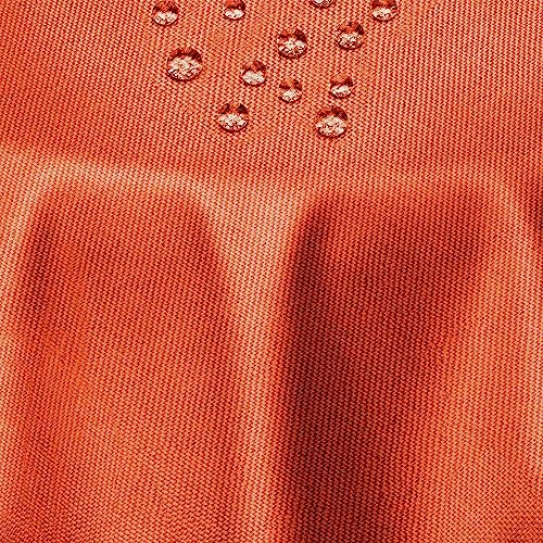 Leinen Optik Tischdecke Tischtuch Tafeldecke Leinendecke Abwaschbar Wasserabweisend Oval 160 x 220 cm Orange Fleckschutz Pflegeleicht mit Saumrand Leinentuch von DecoHomeTextil