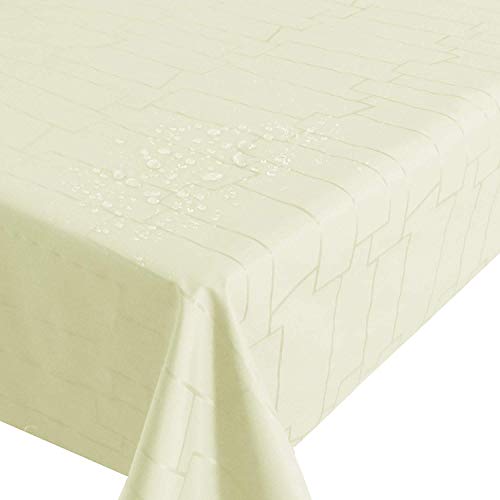 Royale Jacquard Meterware Tischdecke Stoff Stofftischdecke Farbe und Größe wählbar Steine Champagner Eckig 160 x 220 cm wasserabweisend abwaschbar von DecoHomeTextil