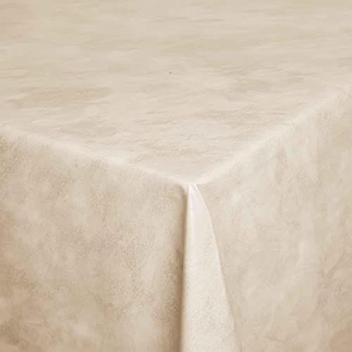 Wachstuch Wachstischdecke Tischdecke Gartentischdecke Breite & Länge wählbar Leicht Marmoriert Beige Creme Eckig 110 x 190 cm abwaschbar von DecoHomeTextil Heimtextilmanufaktur