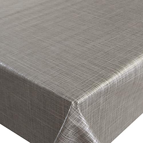 Wachstuch Wachstischdecke Tischdecke Gartentischdecke Breite und Länge wählbar d-c-fix Leinen Look Beige Silber 120 x 200 cm Eckig abwaschbar von DecoHomeTextil Heimtextilmanufaktur