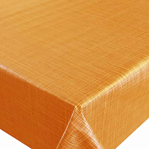 Wachstuch Wachstischdecke Tischdecke Gartentischdecke Breite und Länge wählbar d-c-fix Leinen Look Orange 100 x 250 cm Eckig abwaschbar von DecoHomeTextil Heimtextilmanufaktur