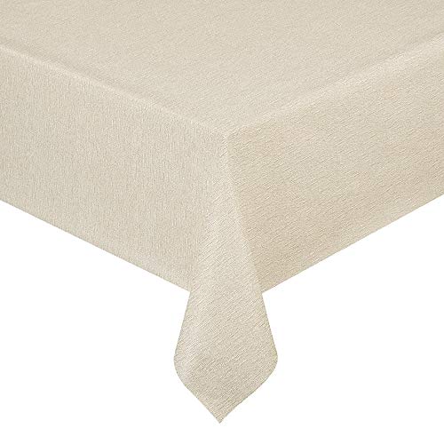 Wachstuch Wachstischdecke Tischdecke Gartentischdecke Lack Leinen Creme Beige Breite & Länge wählbar 110 x 110 cm Eckig abwaschbar von DecoHomeTextil Heimtextilmanufaktur