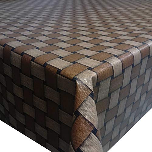 Wachstuch Wachstischdecke Tischdecke Gartentischdecke Robust Rattan Dunkelbraun Braun Breite & Länge wählbar 160 x 320 cm Eckig abwaschbar geprägt von DecoHomeTextil