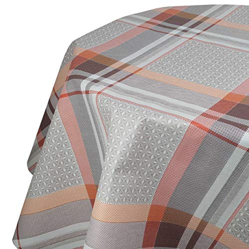 Wachstuchtischdecke Wachstuch Tischdecke Gartentischdecke Rund Oval Robust Kariert Orange Beige Rund 120 cm abwaschbare Wachstischdecke von DecoHomeTextil