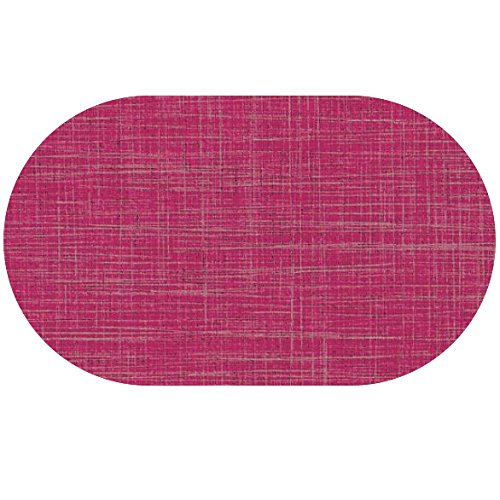 d-c-fix Wachstuch Leinen Look RUND OVAL Farbe & Größe wählbar Oval ca. 140 x 260 cm Pink abwaschbare Tischdecke von DecoHomeTextil Heimtextilmanufaktur