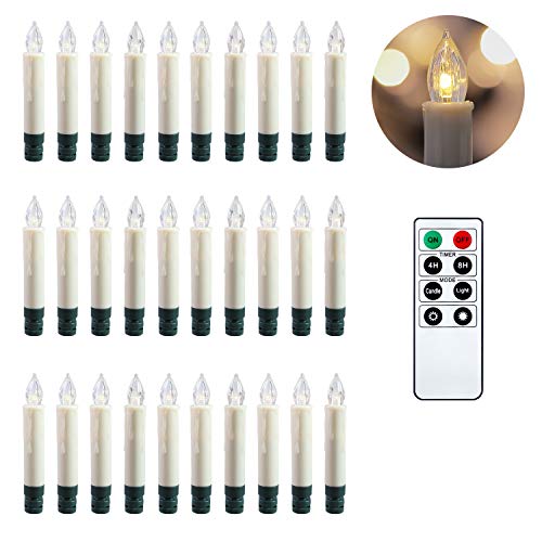 DecoKing 47576 30er Set LED-Kerzen kabellose Weihnachtskerzen Timer Fernbedienung warmweiß Durchmesser 1,5 cm batteriebetrieben Weihnachtsbaumkerzen Weinachtsdeko Weihnachtsschmuck Weihnachten Blinx von DecoKing