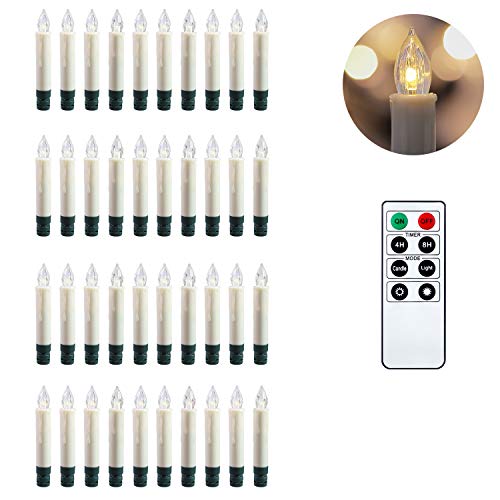 DecoKing 47590 40er Set LED-Kerzen kabellose Weihnachtskerzen Timer Fernbedienung warmweiß Durchmesser 1,5 cm batteriebetrieben Weihnachtsbaumkerzen Weinachtsdeko Weihnachtsschmuck Weihnachten Blinx von DecoKing