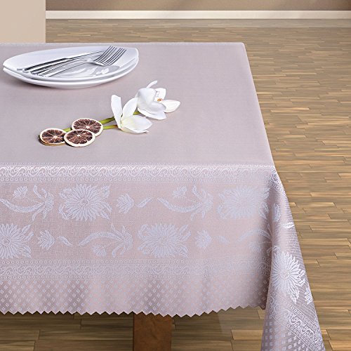 DecoKing 90x160 beige Cappucino Tischdecke Blumenmotiv fleckgeschützt rechteckig Belissa 3002 von DecoKing