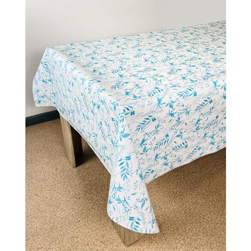 DecoMeister Wachstuch Tischdecke Tischbelag Tischabdeckung abwaschbar Tischtuch Tischfolie Tischplattenschutz Vinyl-Tischdecke Küche Esszimmer Küchentisch 140x100 cm Blaue Zweige von DecoMeister