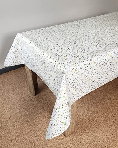 DecoMeister Wachstuch Tischdecke Tischbelag Tischabdeckung abwaschbar Tischtuch Tischfolie Tischplattenschutz Vinyl-Tischdecke Küche Esszimmer Küchentisch 140x100 cm Kleine Grüne Blüten von DecoMeister