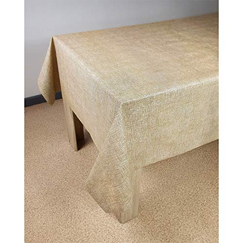 DecoMeister Wachstuch Tischdecke Tischbelag Tischabdeckung abwaschbar Tischtuch Tischfolie Tischplattenschutz Vinyl-Tischdecke Küche Esszimmer Küchentisch 140x100cm Braune Leinen von DecoMeister