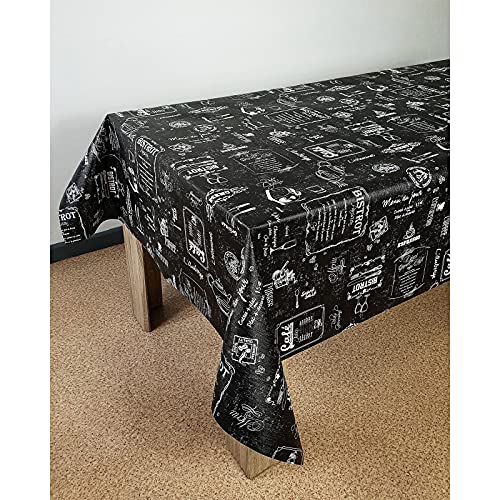 DecoMeister Wachstuch Tischdecke Tischbelag Tischabdeckung abwaschbar Tischtuch Tischfolie Tischplattenschutz Vinyl-Tischdecke Küche Esszimmer Küchentisch 140x110 cm Bistro Schwarz von DecoMeister