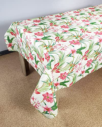 DecoMeister Wachstuch Tischdecke Tischbelag Tischabdeckung abwaschbar Tischtuch Tischfolie Tischplattenschutz Vinyl-Tischdecke Küche Esszimmer Küchentisch 140x180 cm Exotische Blumen von DecoMeister