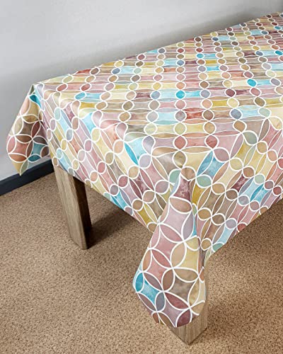 DecoMeister Wachstuch Tischdecke Tischbelag Tischabdeckung abwaschbar Tischtuch Tischfolie Tischplattenschutz Vinyl-Tischdecke Küche Esszimmer Küchentisch 140x200 cm Bunte Kreise von DecoMeister