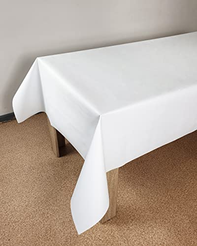 DecoMeister Wachstuch Tischdecke Tischbelag Tischabdeckung abwaschbar Tischtuch Tischfolie Tischplattenschutz Vinyl-Tischdecke Küche Esszimmer Küchentisch 140x220 cm Weiß von DecoMeister