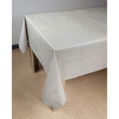 DecoMeister Wachstuch Tischdecke Tischbelag Tischabdeckung abwaschbar Tischtuch Tischfolie Tischplattenschutz Vinyl-Tischdecke Küche Esszimmer Küchentisch 140x70 cm Graue Leinen von DecoMeister