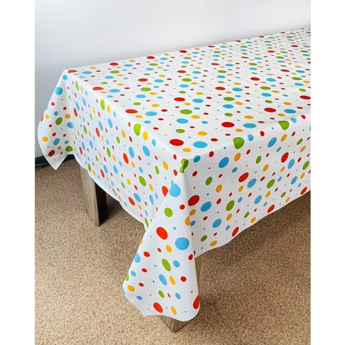 DecoMeister Wachstuch Tischdecke Tischbelag Tischabdeckung abwaschbar Tischtuch Tischfolie Tischplattenschutz Vinyl-Tischdecke Küche Esszimmer Küchentisch 140x80 cm Bunte Punkte von DecoMeister