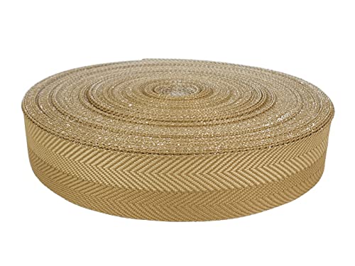 Teppicheinfassband Abschlussband Einfassband Klebeband zum Aufbügeln Klebe Saumband Fischgrätmuster Zweifarbig Teppich Polstermöbel Autopolsterung 40mm Breite x 1000cm Gold - Beige von DecoMeister