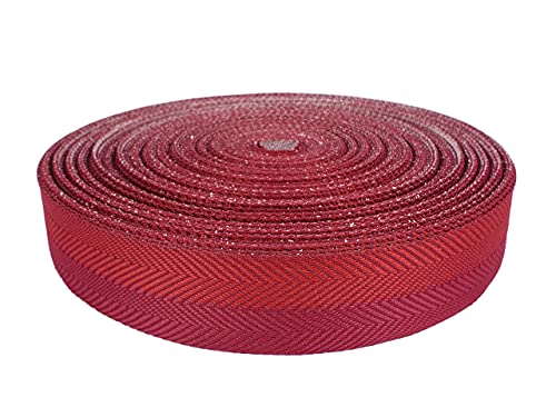 Teppicheinfassband Abschlussband Einfassband Klebeband zum Aufbügeln Klebe Saumband Fischgrätmuster Zweifarbig Teppich Polstermöbel Autopolsterung 40mm Breite x 1000cm Rot- Rubinrot von DecoMeister