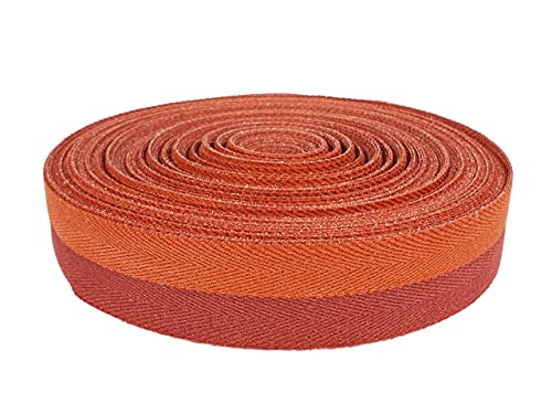 Teppicheinfassband Abschlussband Einfassband Klebeband zum Aufbügeln Klebe Saumband Fischgrätmuster Zweifarbig Teppich Polstermöbel Autopolsterung 40mm Breite x 1000cm Terrakotta - Rot von DecoMeister