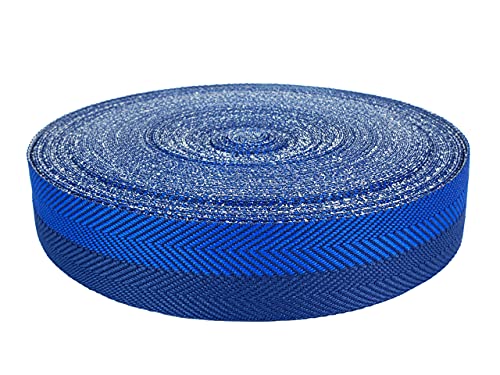 DecoMeister Teppicheinfassband Abschlussband Einfassband Klebeband zum Aufbügeln Klebe Saumband Fischgrätmuster Zweifarbig Teppich Polstermöbel Autopolsterung 40mm Breite x 2000cm Marineblau - Blau von DecoMeister