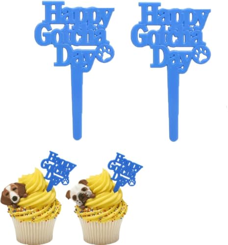 Happy Gotcha Day Cupcake-Picker für Haustiere, 24 Stück, Blau von DecoPac