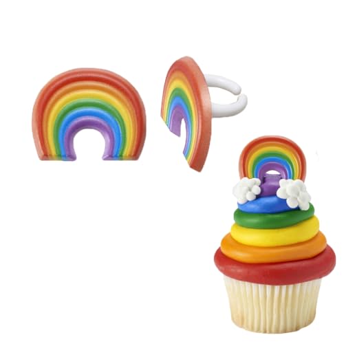 Regenbogen-Cupcake-Ringe, Kuchendekoration, Partyzubehör, 24 Stück von DecoPac