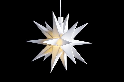 DecoTrend GmbH Sterntaler Dekostern | Weihnachtsstern | Kunststoff | Mini-Stern | 18-Zacker | Weiß | 12cm | Innen | LED | Batterie | mit Fernbedienung & Timer von DecoTrend GmbH