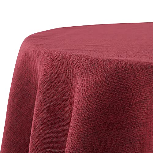 Decomira Tischdecke wasserabweisend Leinen-Optik - Fleckschutz, abwaschbar - Garten-Tischdecke Outdoor, Tischtuch Esstisch - Rot - 140 cm Rund von Decomira