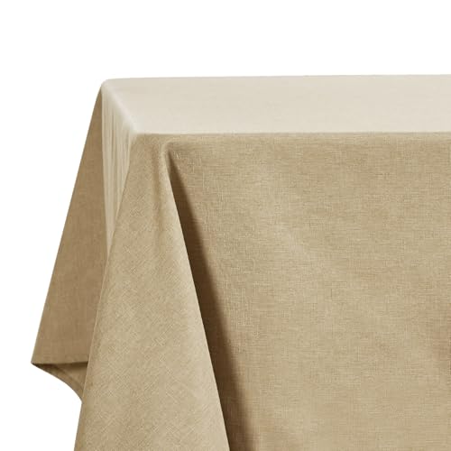 Deconovo Abwaschbare Tischdecke Abwischbare Gartentischdecke Lotuseffekt Leinenoptik Wasserabweisende Tischdecken Rechteckig stilvolle Tischwäsche für Esszimmer Küche, 130x220 cm, Taupe, 1 Stück von Deconovo