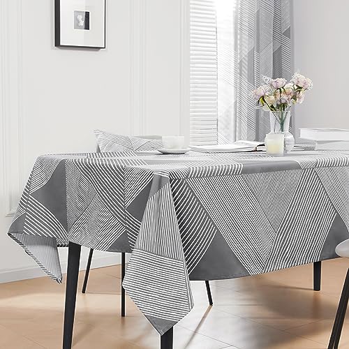 Deconovo Abwaschbare Tischdecke Lotuseffekt Tischwäsche Wasserabweisend Tischtuch Pleat-Designermuster Umweltfreundlich, 140x240 cm, Dunkelgrau, 1 Stück von Deconovo