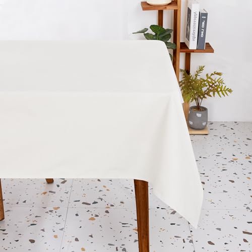 Deconovo Esszimmer Tischwäsche Wasserabweisende Küchentischdecke robust Lotuseffekt Tischdecke für Wohnzimmer Tischschutz Abwaschbar pflegeleicht maschinenwaschbar, 140x300 cm, Creme, 1 Stück von Deconovo