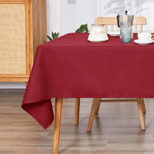 Deconovo Lotuseffekt Tischdecken Wasserabweisende Tischwäsche Abwaschbare robust Esszimmer Tischdecke für Esstisch Küche Tischschutz, 130x200 cm, Rot, 1 Stück von Deconovo