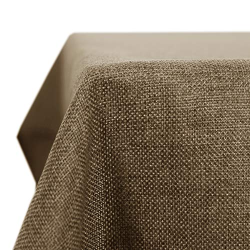 Deconovo Tischdecke Leinenoptik Lotuseffekt Tischwäsche Wasserabweisend Tischtuch 150x240 cm Taupe von Deconovo