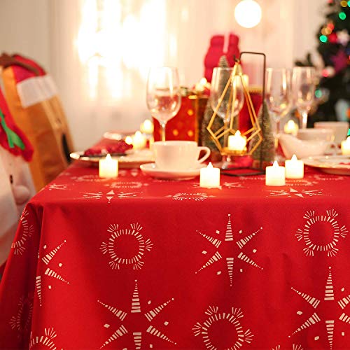 Deconovo Tischdecke Wasserabweisend Tischdecke Lotuseffekt Tischtuch Weihnachtstischdecke 140x240 cm Sterne von Deconovo