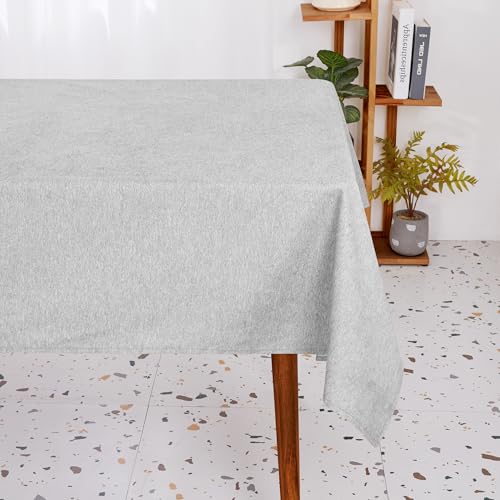 Deconovo Tischdecke Wohnzimmer Lotuseffekt Tischwäsche Wasserabweisende Esszimmer Küchentischdecke robust Abwaschbar Tischdecken stilvolle Tischschutz, 130x130 cm, Hellgrau, 1 Stück von Deconovo