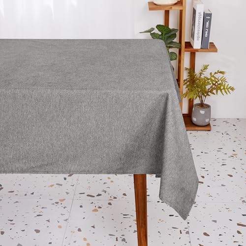 Deconovo Tischdecke für Wohnzimmer Wasserabweisende Tischdecken Esszimmer maschinenwaschbar Lotuseffekt Tischwäsche robust Tischschutz Abwaschbare, 130x220 cm, Dunkelgrau, 1 Stück von Deconovo