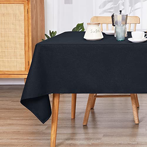 Deconovo Tischdecken Wasserabweisende Tischwäsche Abwaschbare elegant Dekorative Tischdecke für Esstisch Küche Tischschutz robust Tischwäschen, 140x220 cm, Schwarz, 1 Stück von Deconovo