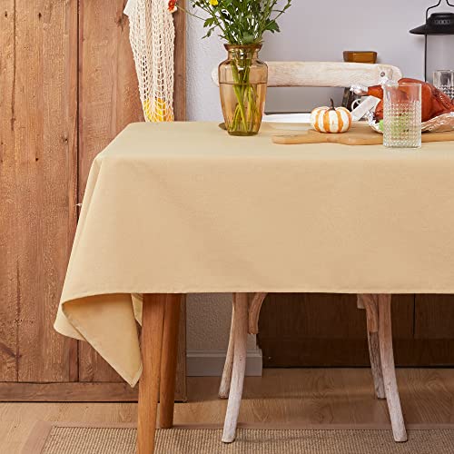 Deconovo Tischdecken Wasserabweisende pflegeleicht Tischwäsche Abwaschbare elegant Tischdecke für Esstisch Küche Tischschutz robust Tischwäschen, 130x280 cm, Beige, 1 Stück von Deconovo