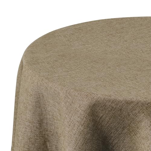 Deconovo Tischwäsche Leinenoptik Tischdecke Wasserabweisend Tischdecke Lotuseffekt Tischtücher Abwaschbar, Rund, 140cm, Taupe, 1 Stück von Deconovo