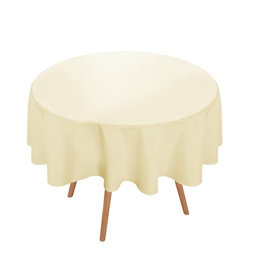 Deconovo Tischwäsche Tischtuch Tischdecke Wasserabweisend Tischwäsche Lotuseffekt Tischtücher Tischdeko, Rund, 160cm, Beige, 1 Stück von Deconovo