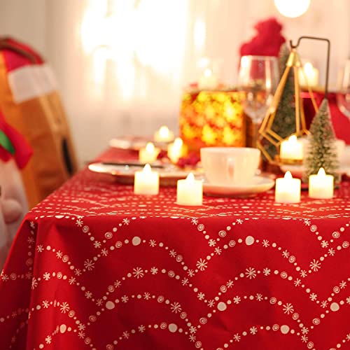 Deconovo Weihnachtsdeko Tischdecke Wasserabweisend Lotuseffekt Weihnachten Tischtuch Weihnachtstischdecke 130x220 cm Halskette von Deconovo