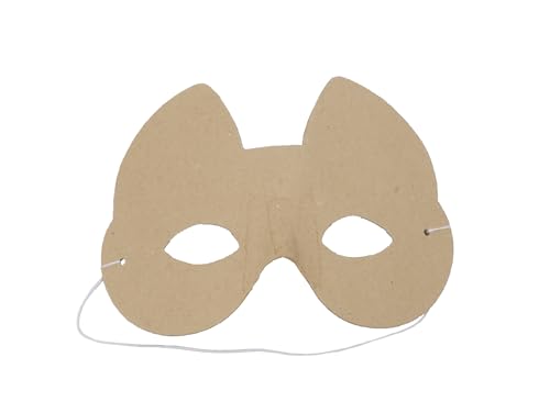 Décopatch AC457Opack – Ein Set mit 5 Halterungen aus braunem Pappmaché, 4,5 x 13 x 11 cm, Maske für Kinder, Katze von Decopatch