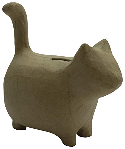 Décopatch AC841C - Spardose aus Pappmaché, Katze stehend 14x8,5x15cm, Öffnungssystem auf der Unterseite, 1 Stück von Decopatch